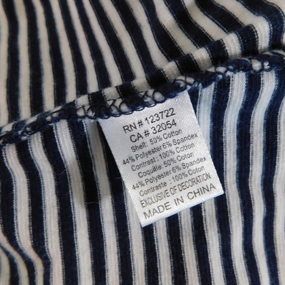 Anthropologie ONE SEPTEMBER Striped Tank Top Pom Poms Navy White Boho Small - Picture 11 of 13